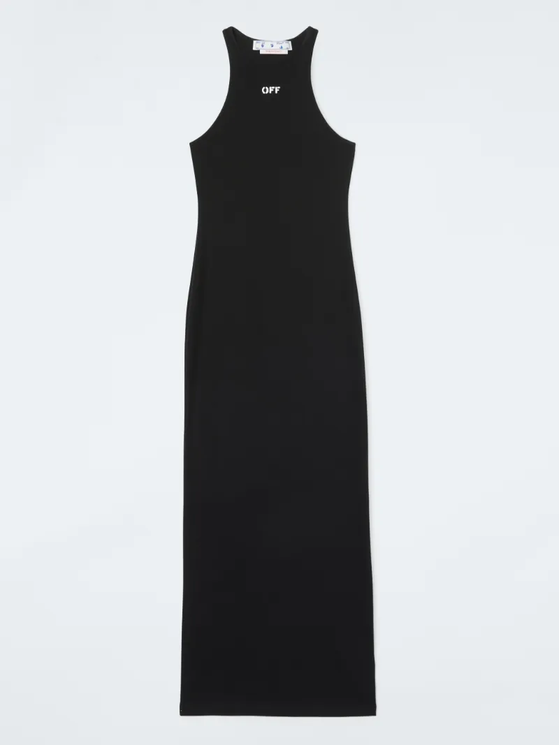 GERIPPTES LANGES KLEID MIT OFF-MOTIV