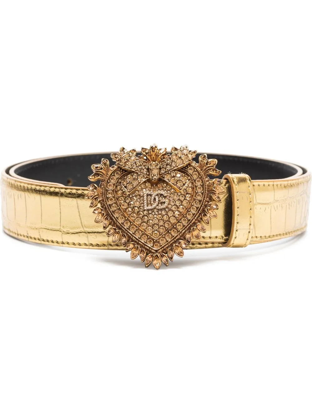 

Dolce & Gabbana Devotion crocodile-effect buckle belt - Gold