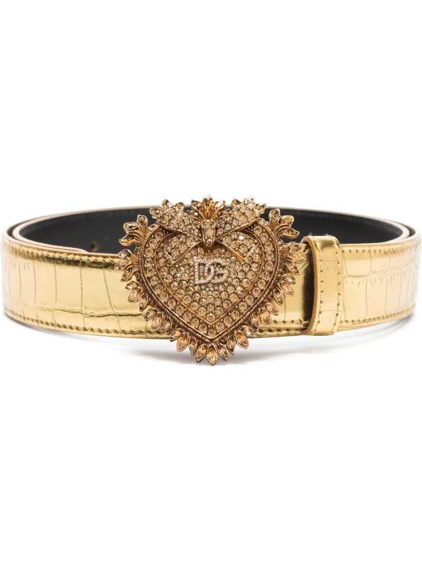 Dolce & Gabbana Cinto Devotion Com Fivela | Dourado | FARFETCH BR