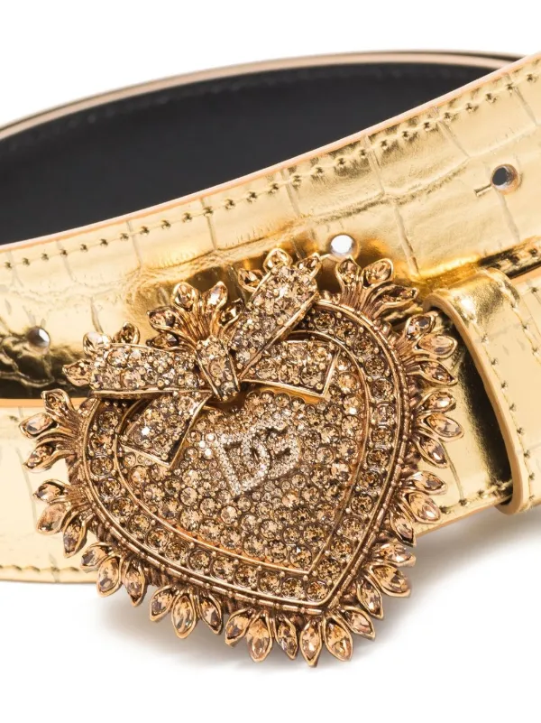 Dolce & Gabbana Cinto Devotion Com Fivela | Dourado | FARFETCH BR