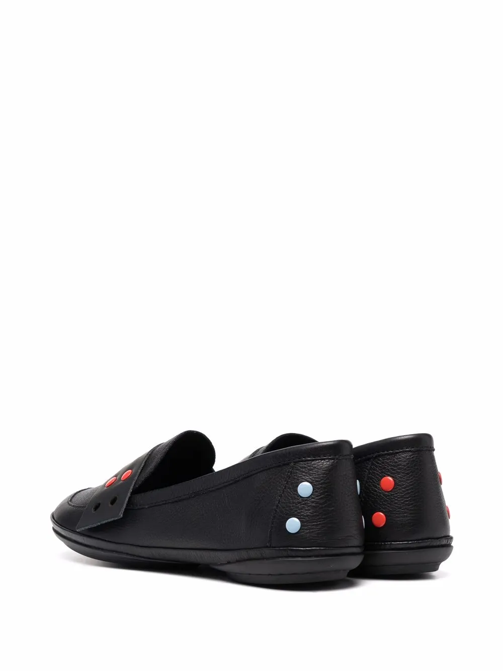 Camper Perforated-strap Leather Loafers In Schwarz