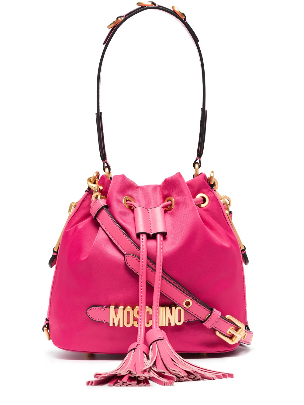 

Moschino bolsa bucket con placa del logo - Rosado