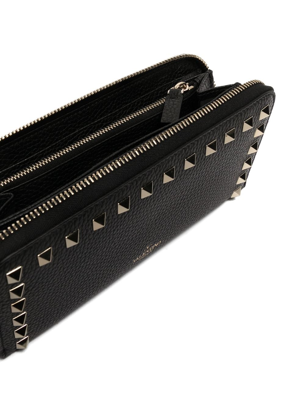 Shop Valentino Rockstud-embellished Continental Wallet In Black