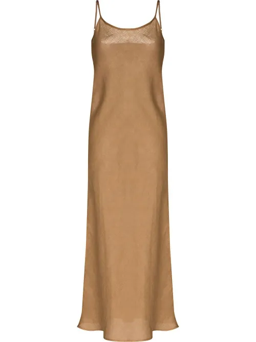 Robe mi-longue en lin à design sans manches - Baserange - Modalova
