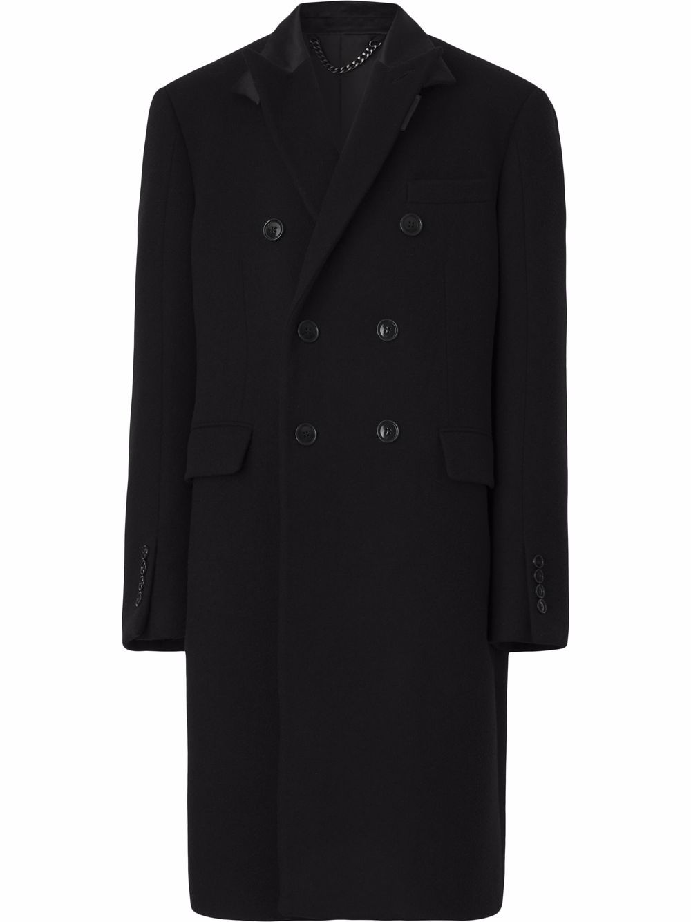 фото Burberry двубортное пальто с шелковым воротником