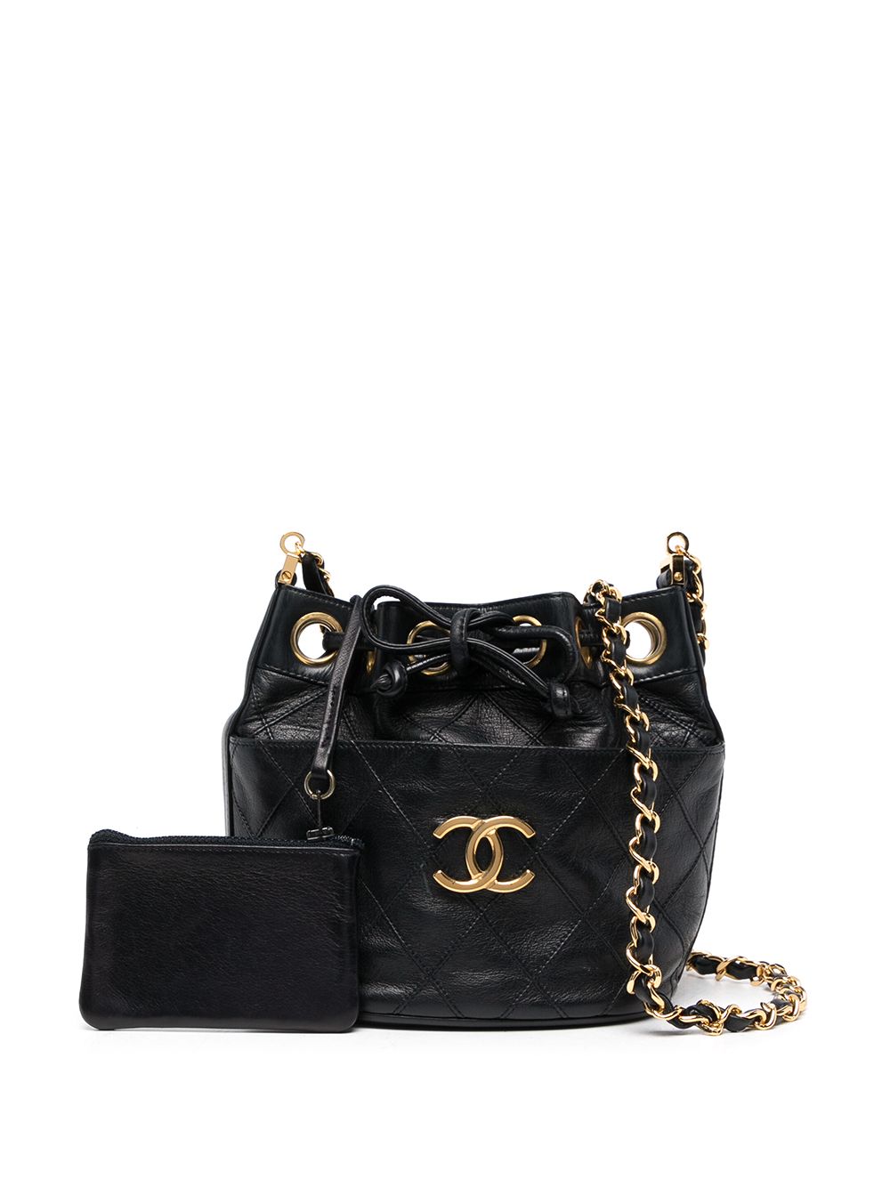 CHANEL 1980-1990s CC diamond-quilted bucket bag Women