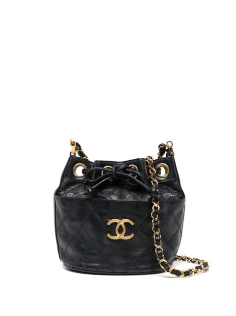 CHANEL 1980-1990s CC diamond-quilted bucket bag Women