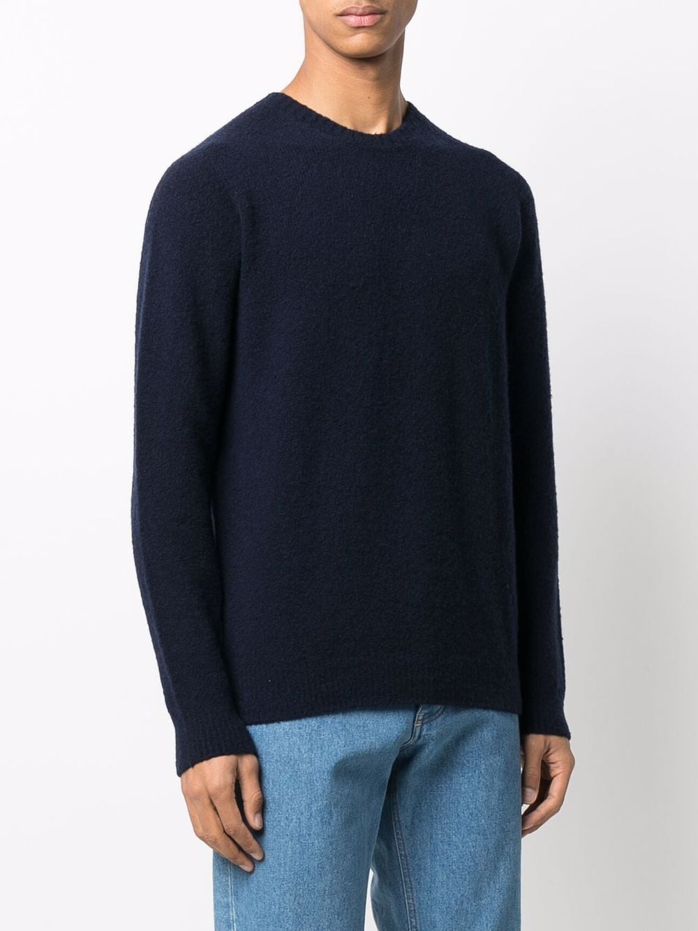 Shop Malo Crew-neck Knitted Jumper In Blau
