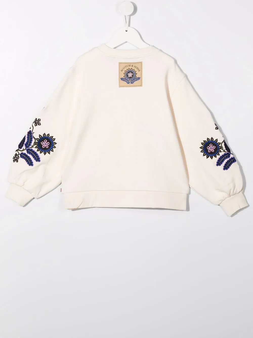 Scotch & Soda Floral-embroidered Cotton Sweatshirt In Neutrals