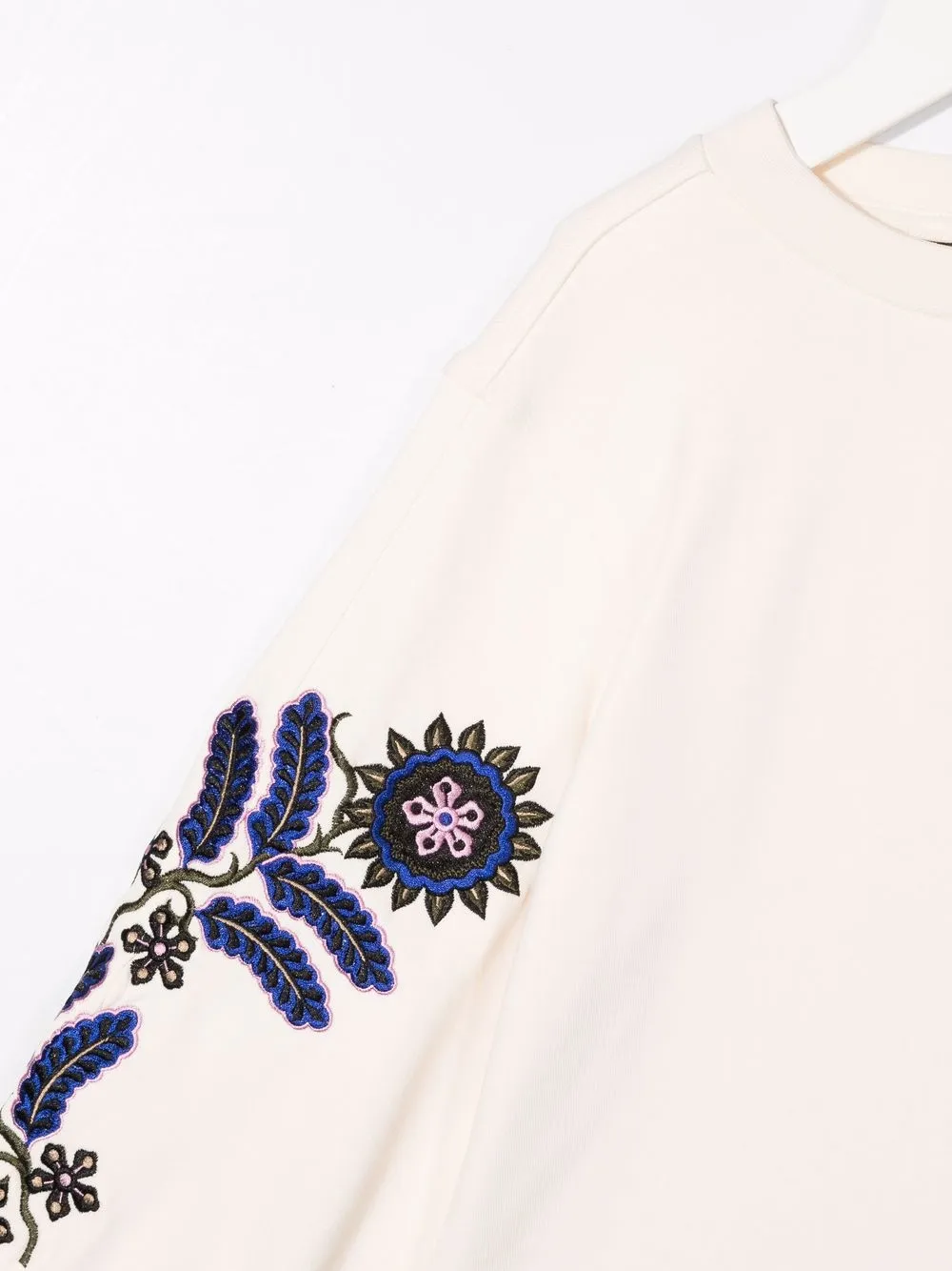 Scotch & Soda Floral-embroidered Cotton Sweatshirt In Neutrals