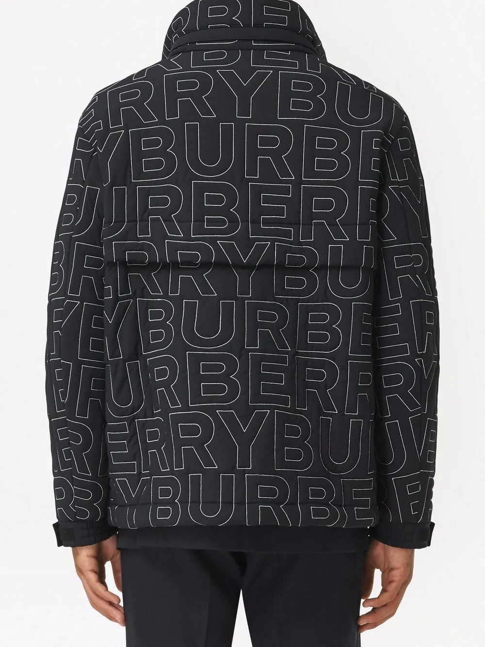 Shop Burberry Embroidered Logo Packaway Jacket In Black