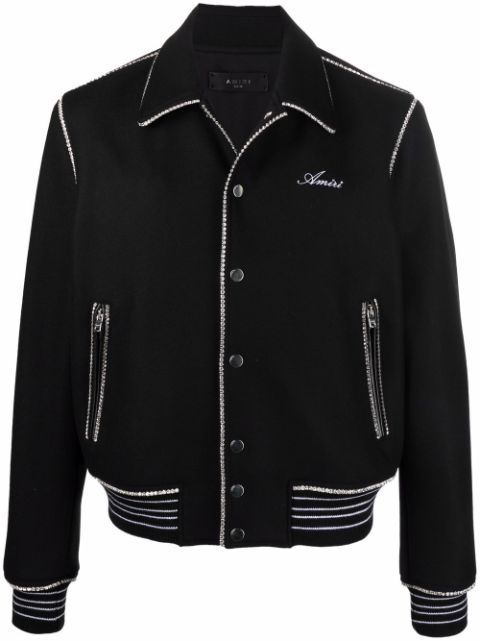 AMIRI black embroidered-logo shirt jacket for men | MOS039 at Farfetch.com