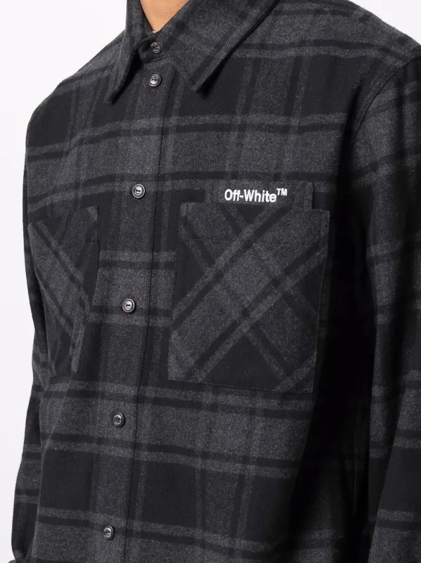 Off-White Outline-Arrows Flannel Shirt | Grey | FARFETCH