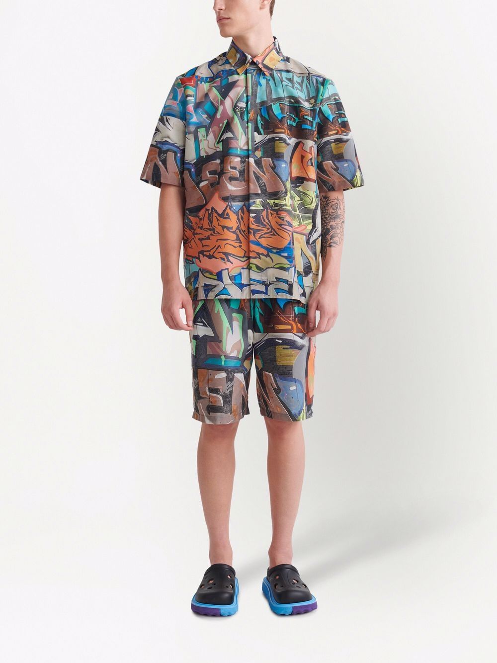 Off White Graffiti Print Short Sleeved Shirt Farfetch 