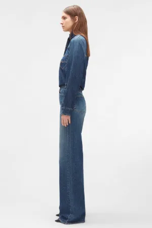 Tie-Neck Denim Shirt