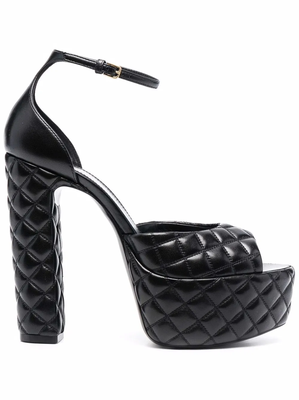 

Saint Laurent sandalias con efecto capitonado - Negro