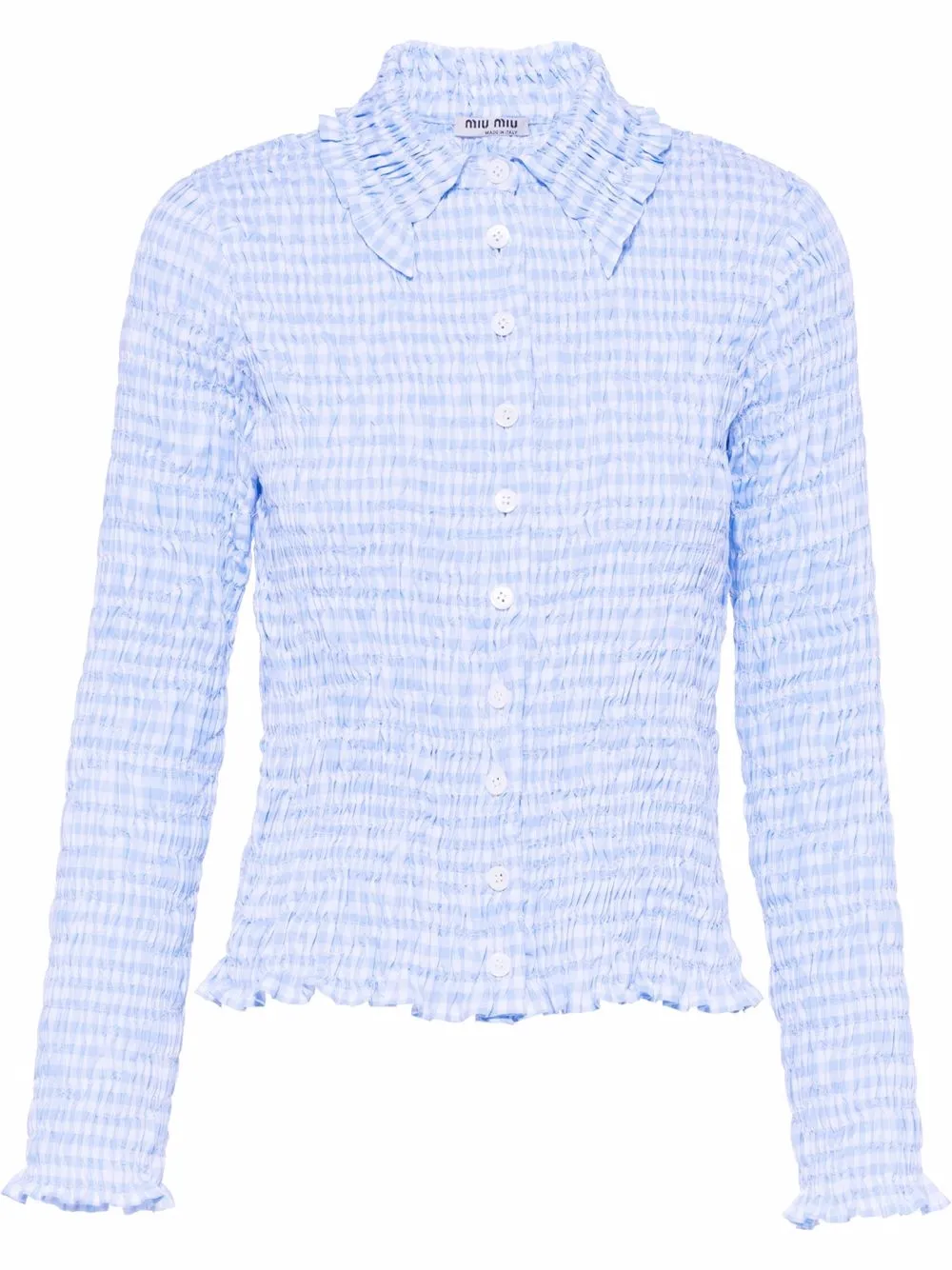 

Miu Miu long-sleeved gingham check blouse - Blue