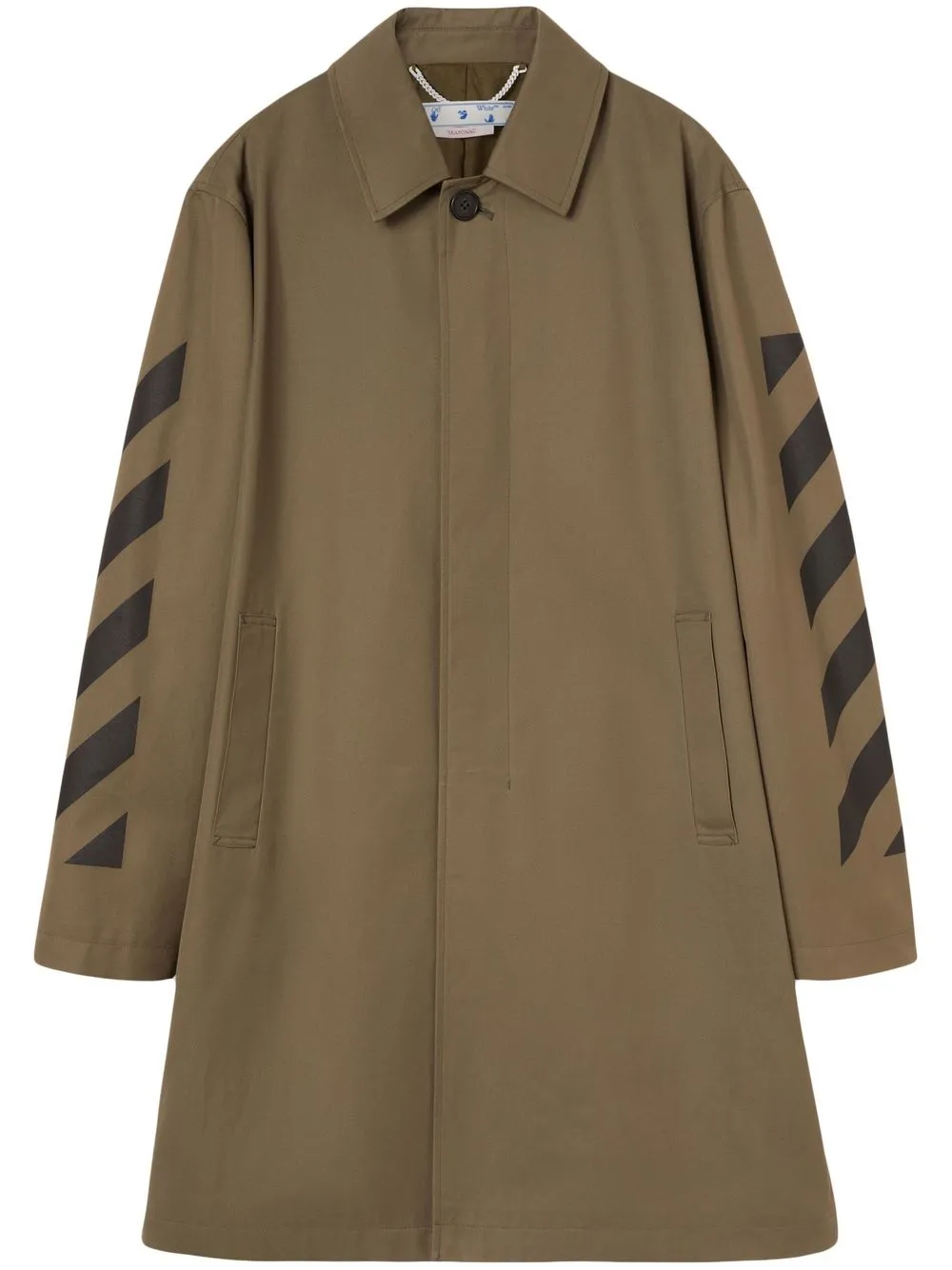 

Off-White diagonal-stripe trench coat - Green