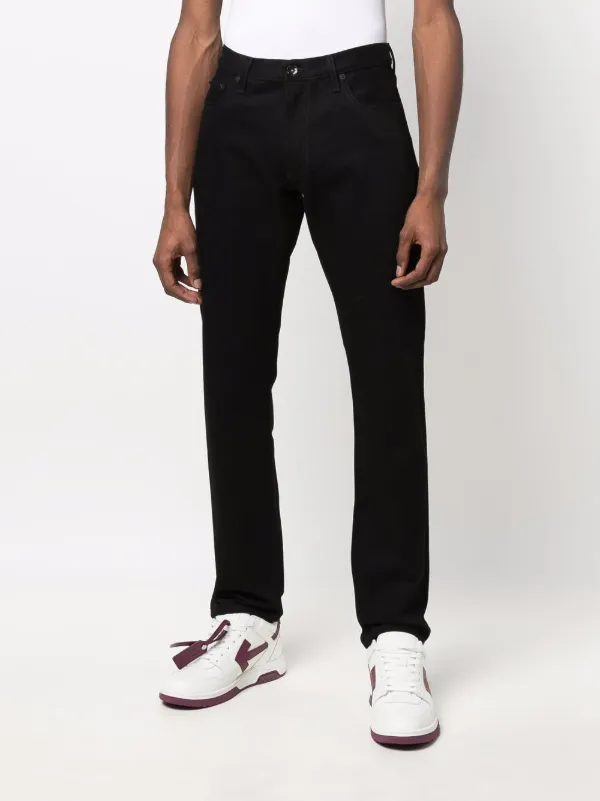 Off-White オフホワイト ストライプ スリムジーンズ | ブラック 