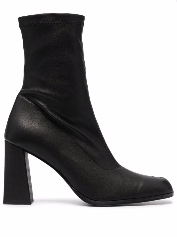 leather stretch ankle boots