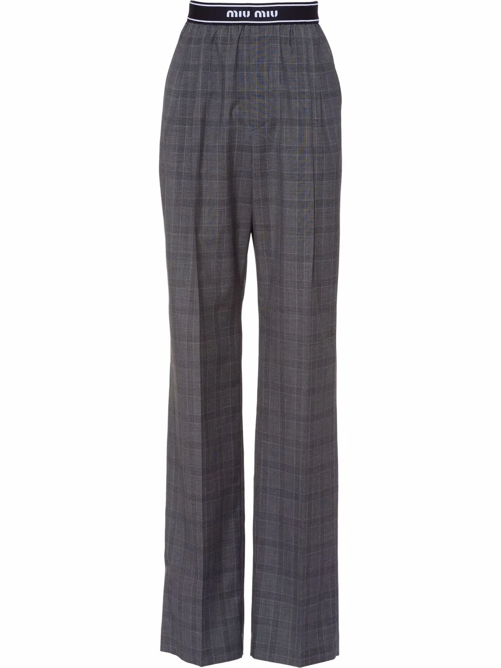 

Miu Miu Glen plaid-print straight leg trousers - Grey