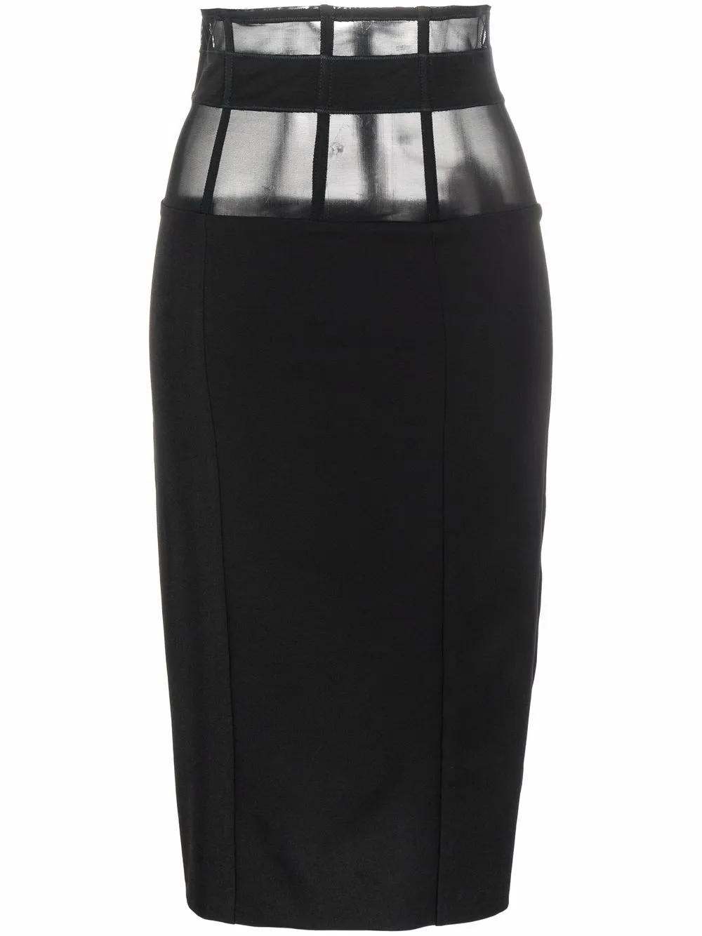 Murmur sheer-panelled caged pencil skirt