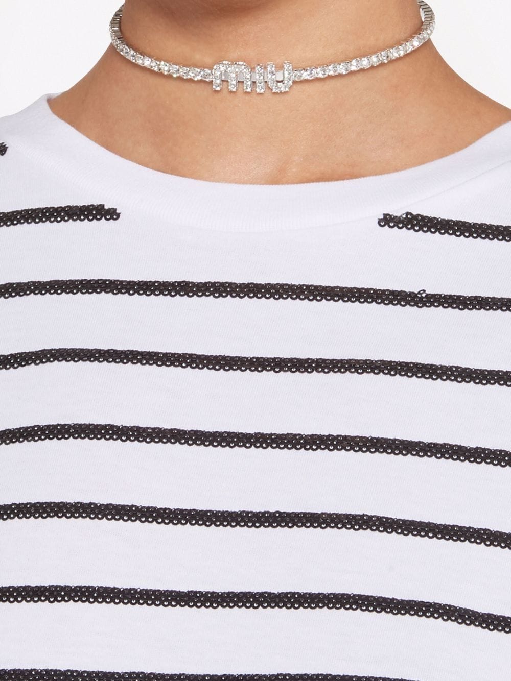 Image 2 of Miu Miu crystal-embellished logo necklace