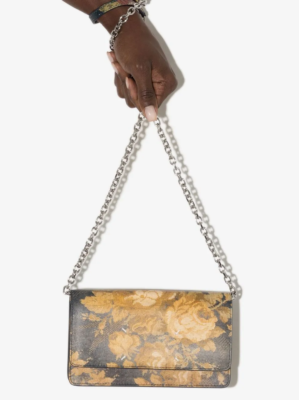 Shop Maison Margiela Flora-print Clutch Bag In Yellow