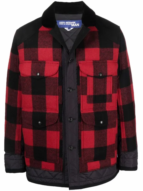 Junya Watanabe MAN チェック シャツジャケット | レッド | FARFETCH JP