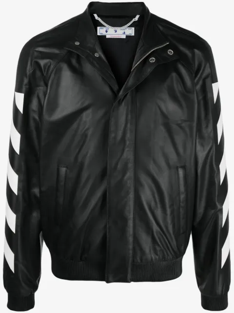 Off-White Diag-stripe leather jacket