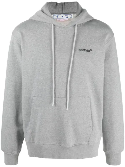 Off-White logo-embroidered organic cotton hoodie