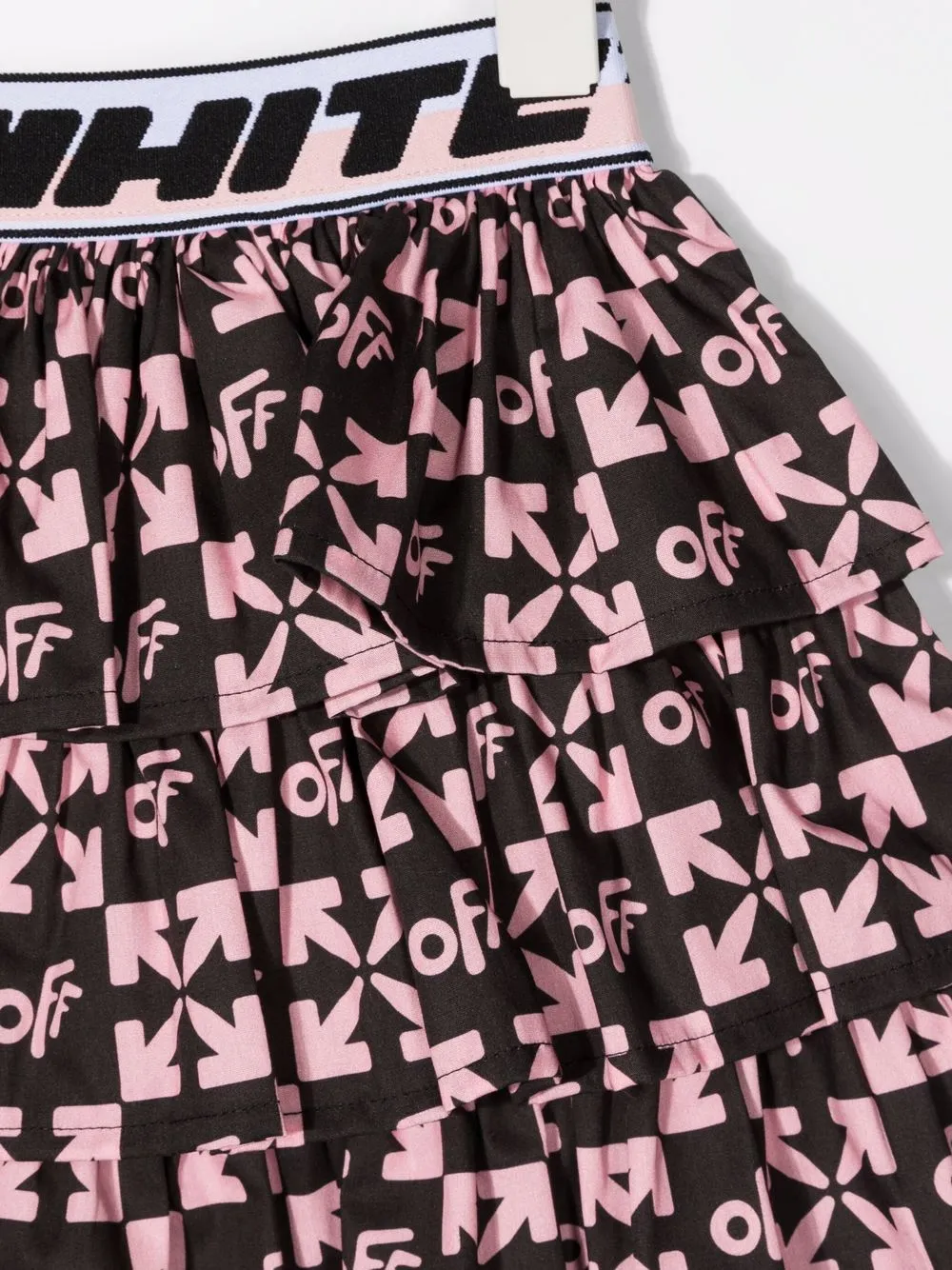 Off White Kids Gerüschter Rock Mit Monogramm Print   Schwarz 