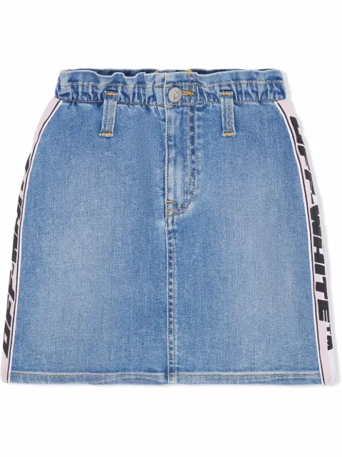 Off-White Kids تنورة جينز بأطراف بشعار الماركة