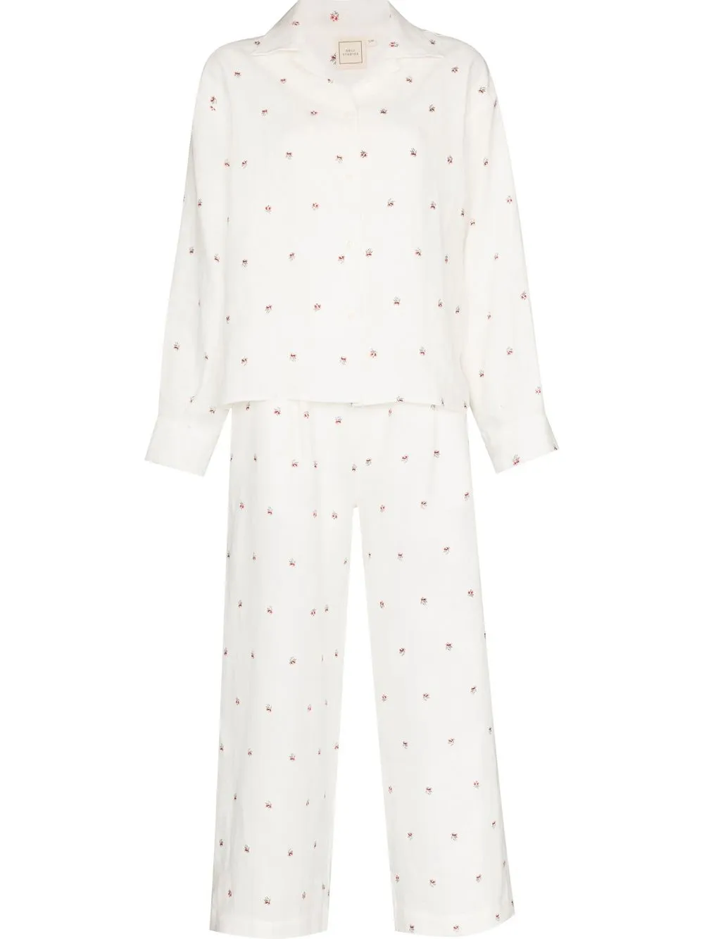 

Deiji Studios graphic-floral print linen pyjama set - Neutrals