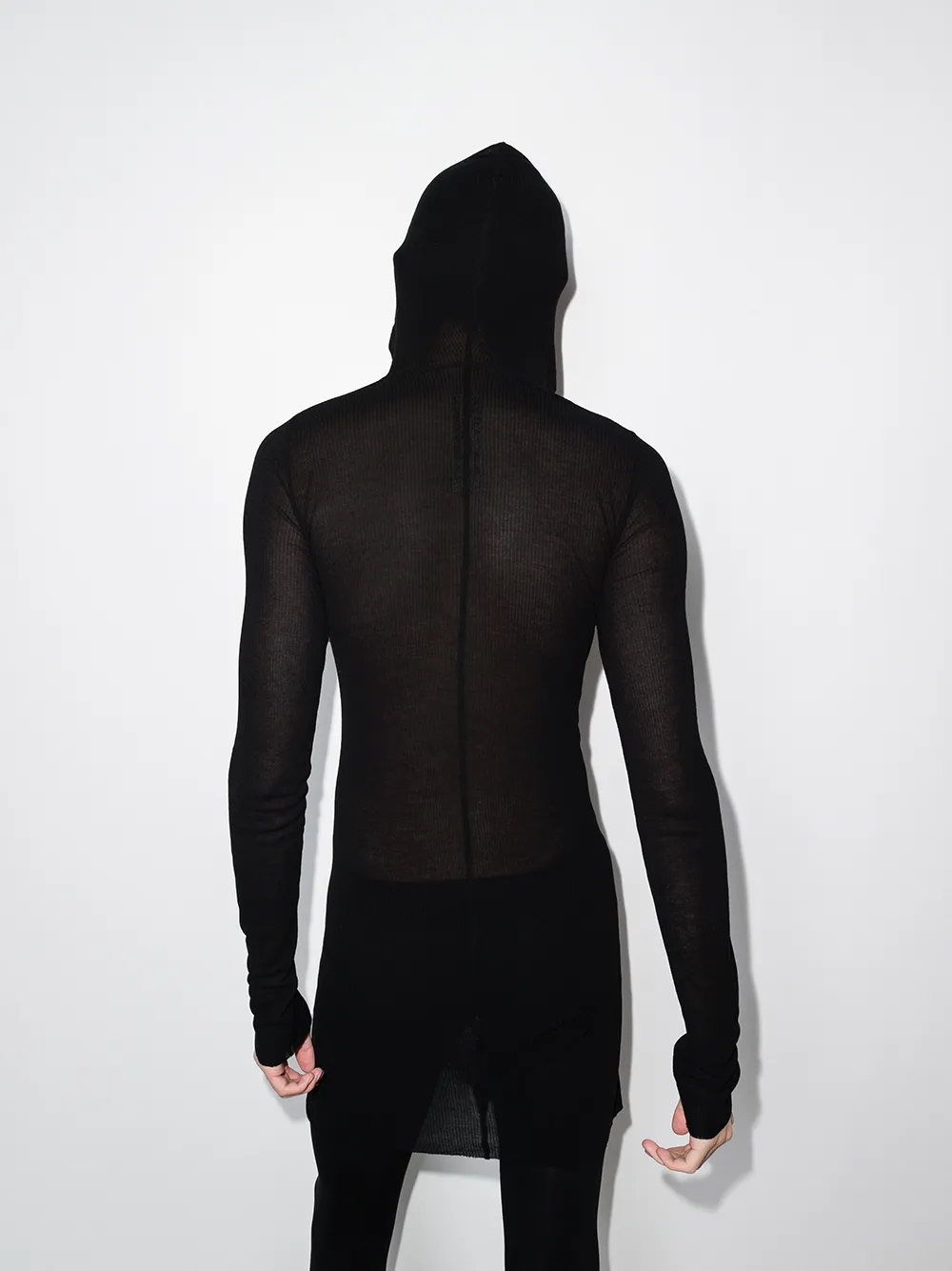 фото Rick owens полупрозрачное худи в рубчик