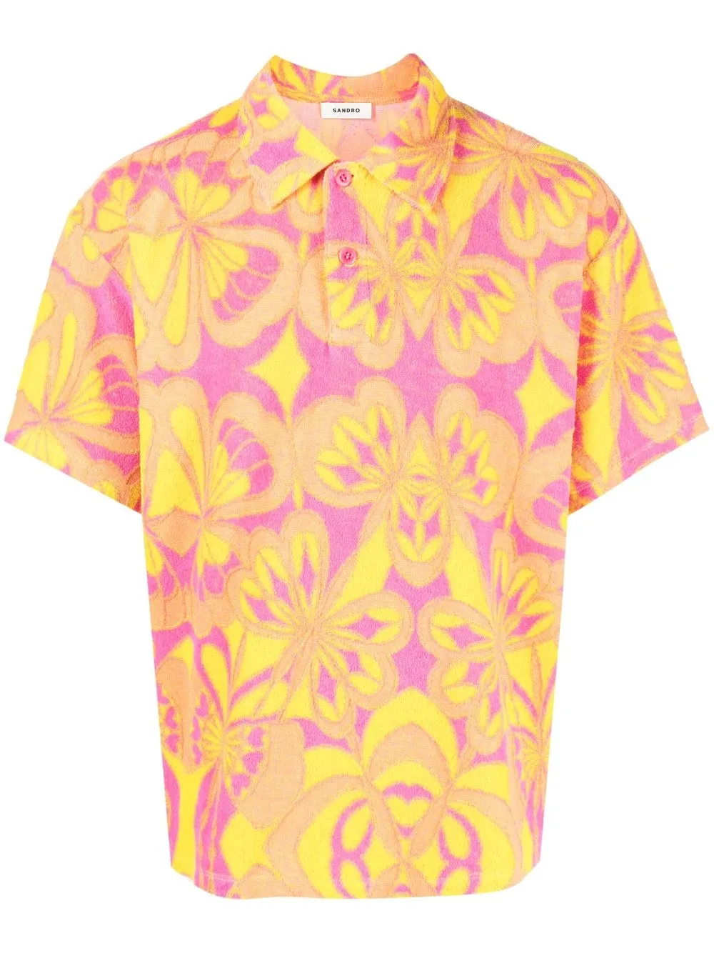 

SANDRO all-over graphic-print polo shirt - Orange