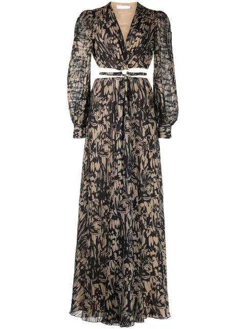 Simkhai Vestido Priya longo floral com recorte