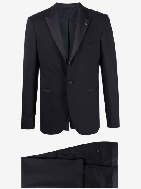 Tagliatore contrast panel slim-fit suit