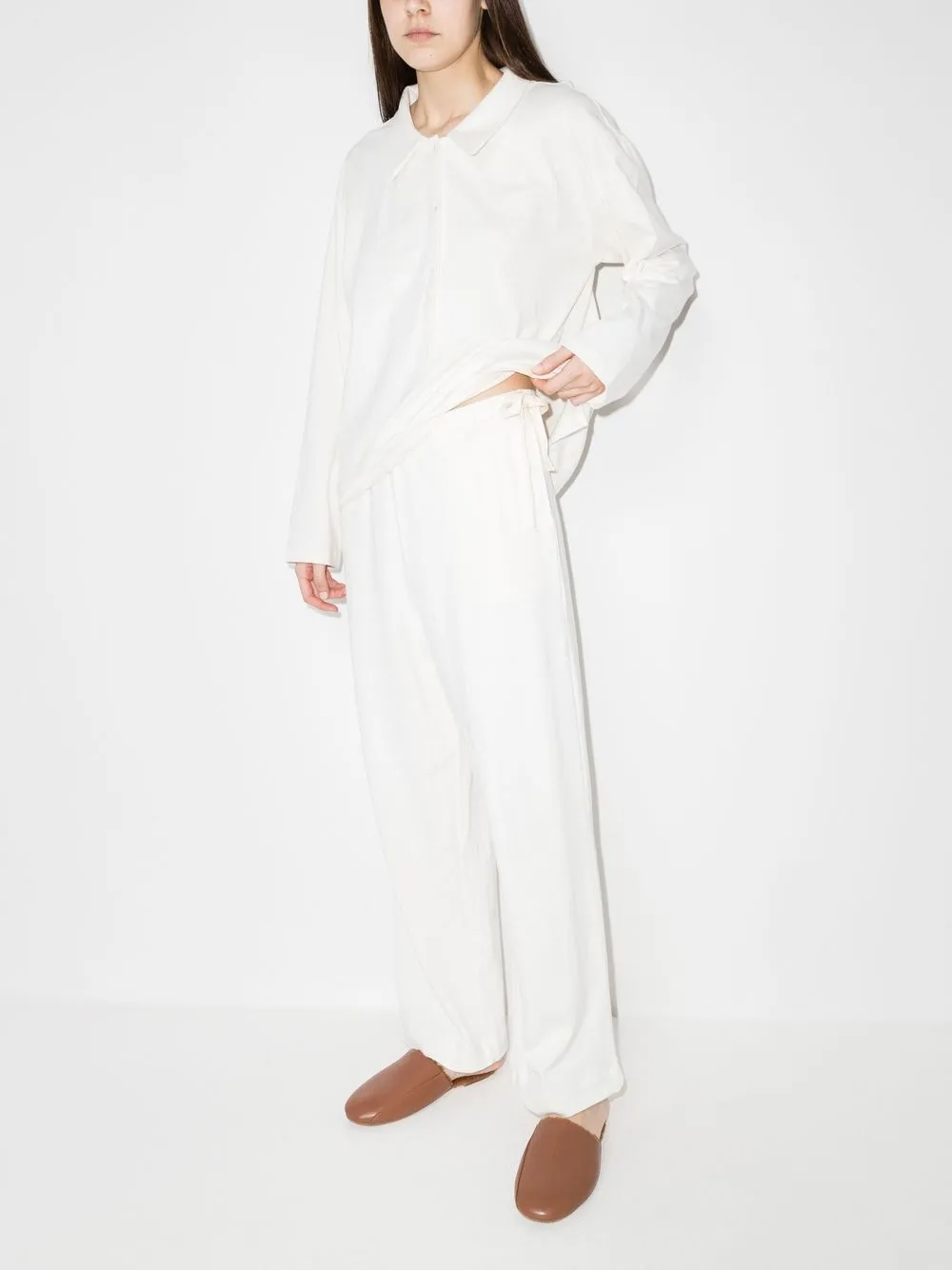 Deiji Studios The Subtle Button Down Pyjama Set In White