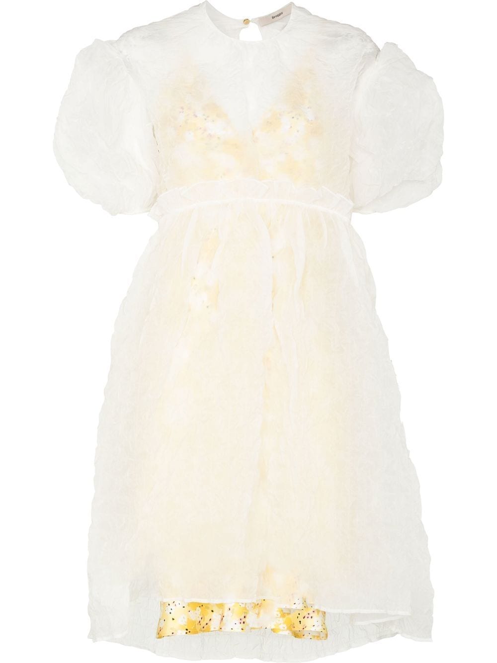 Brøgger Ada Puff-sleeves Crinked Dress In White