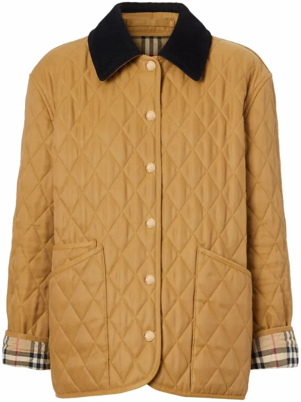 Burberry corduroy-collar diamond-quilted Jacket - Farfetch