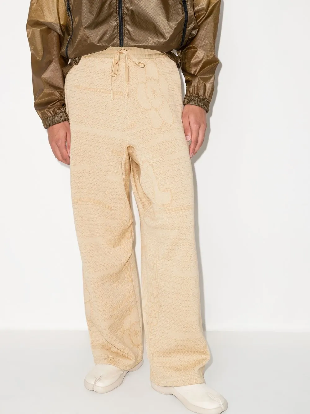 Shop Byborre Bulky Knitted Track Pants In Neutrals