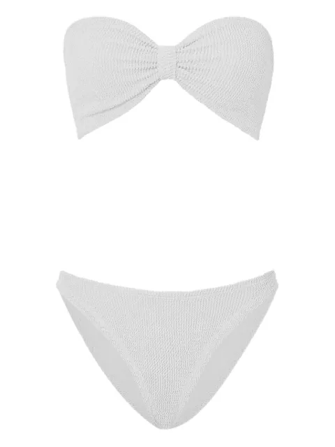 Hunza G Jean crinkle-effect bandeau bikini set