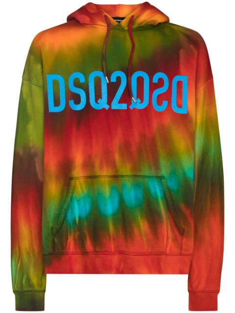 DSQUARED2 reverse-logo tie-dye hoodie Men