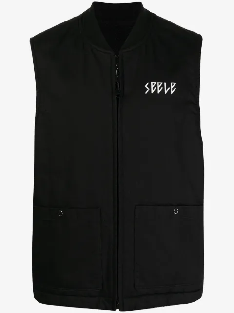Undercover slogan-print reversible gilet
