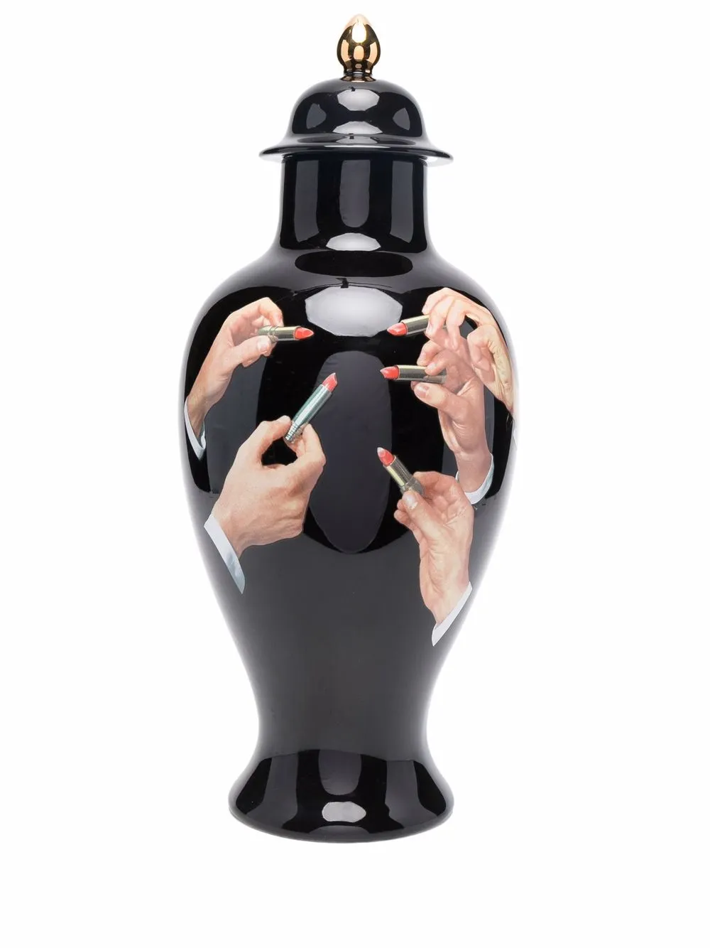 

Seletti Lipsticks-print ceramic vase - Black