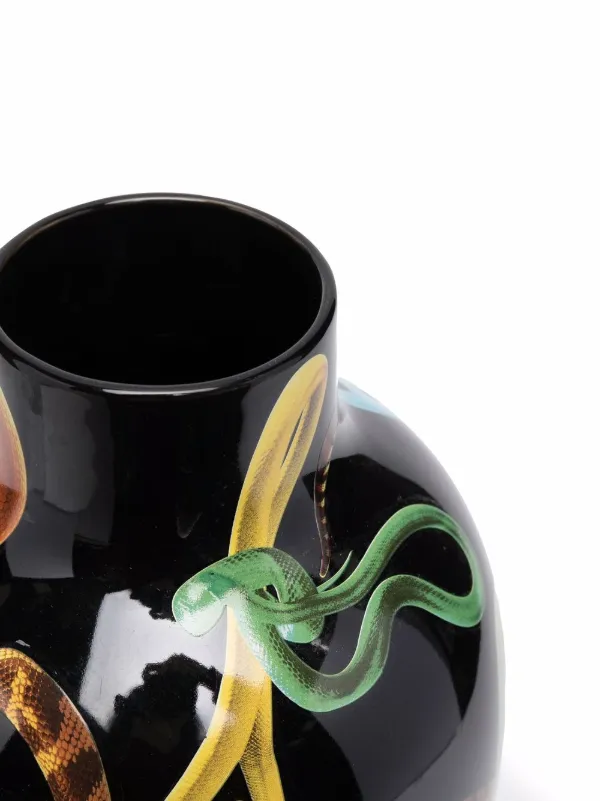 【SELETTI】25センチ✖️4センチ　花柄　赤緑 Seletti Toitetpaper プリント フラワーベース | ブラック