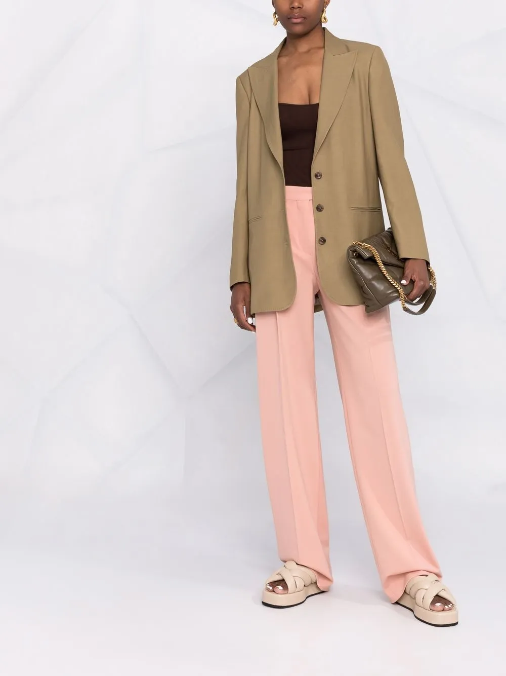 Alberta Ferretti Blazer met enkele rij knopen Groen