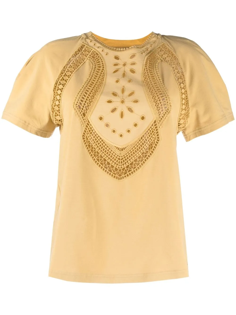 

Alberta Ferretti embroidered cotton T-Shirt - Yellow