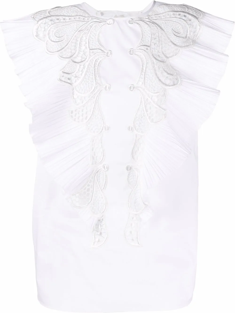 

Alberta Ferretti top con detalle de volantes - Blanco